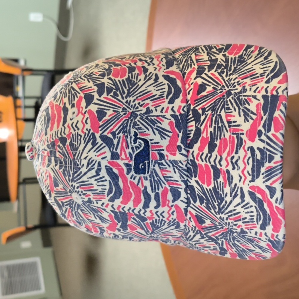 Vineyard Vines Embroidered Logo All Over Print Strapback Cap Hat